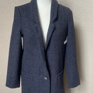 Women's Navy Blue Chevron Pattern Wool Coat. Size XS, Old Navy brand. NWT